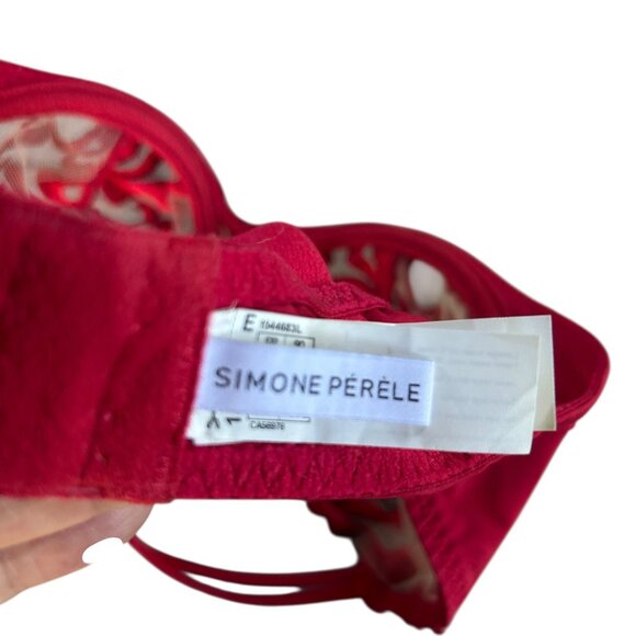 Simone Perele Red Look Demi Cup Unlined Balconette Bra 34E - Picture 7 of 9